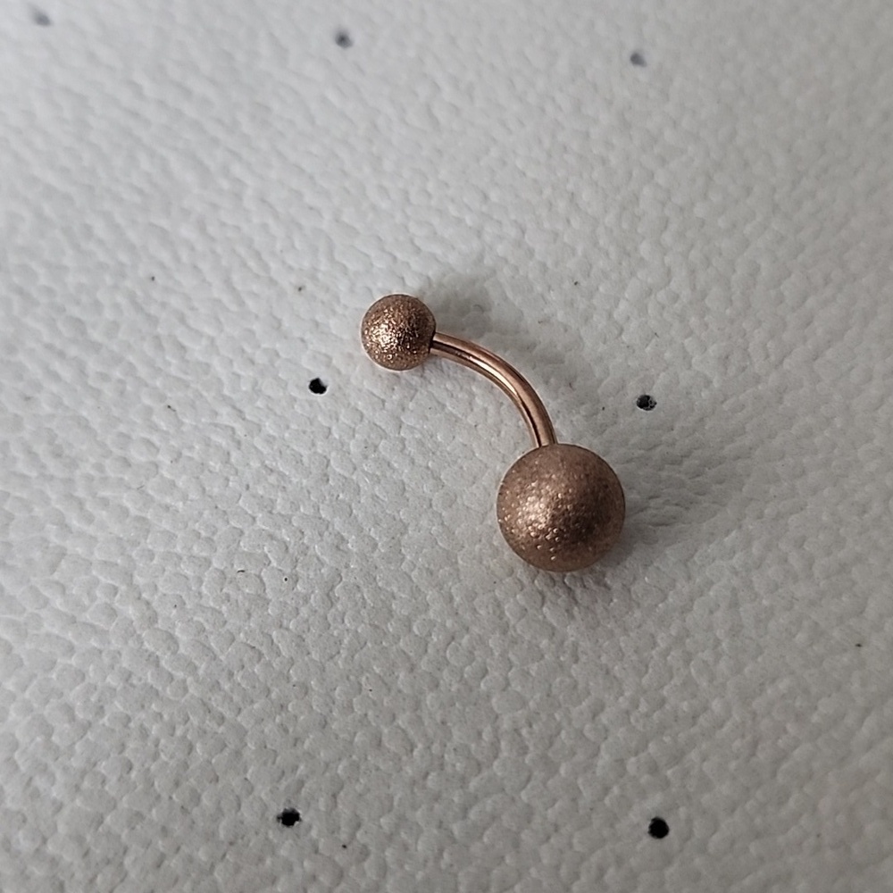 BELLY BUTTON RING STAINLESS STEEL 14G  Disco Ball SPARKLE ROSE  GOLD - Picture 5 of 5